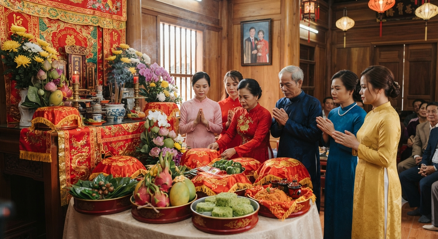 Nhóm nghi lễ gia tiên và mâm quả truyền thống